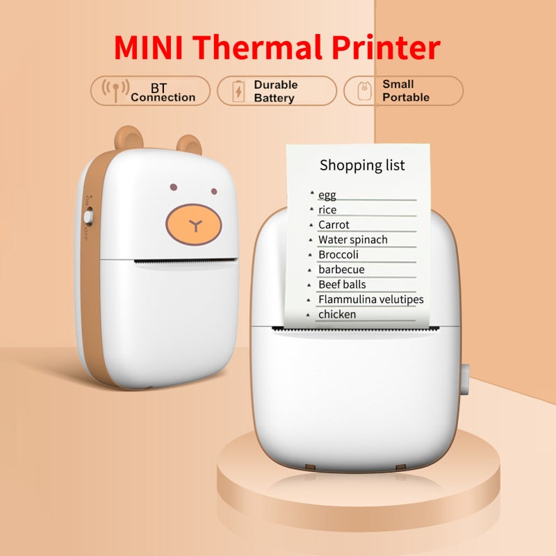 Mini Pocket Photo Printer Portable Mobile Thermal Printing Machine All in One 203DPI Wireless BT Connection for Picture Lable DIY Handcraft List Meno Notes Journal Receipt Paper Instant Printer Sticker with 1 Roll Thermal Paper 57*30mm Study Work Off - Image 4