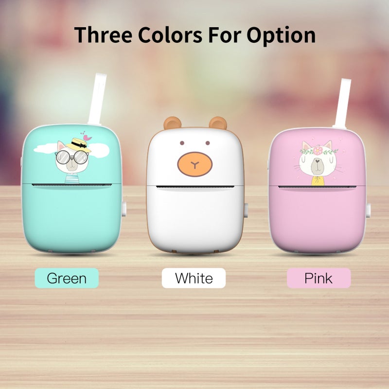 Mini Pocket Photo Printer Portable Mobile Thermal Printing Machine All in One 203DPI Wireless BT Connection for Picture Lable DIY Handcraft List Meno Notes Journal Receipt Paper Instant Printer Sticker with 1 Roll Thermal Paper 57*30mm Study Work Off - Image 5