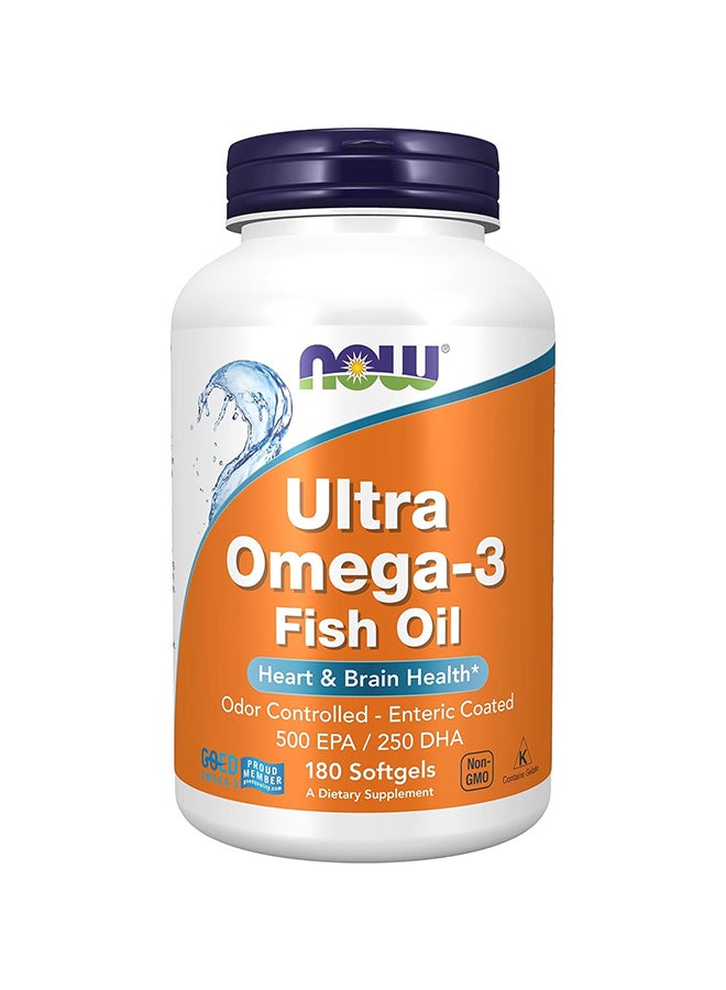 Now Foods Ultra Omega-3 500 EPA / 250 DHA 180 Softgels - Image 1
