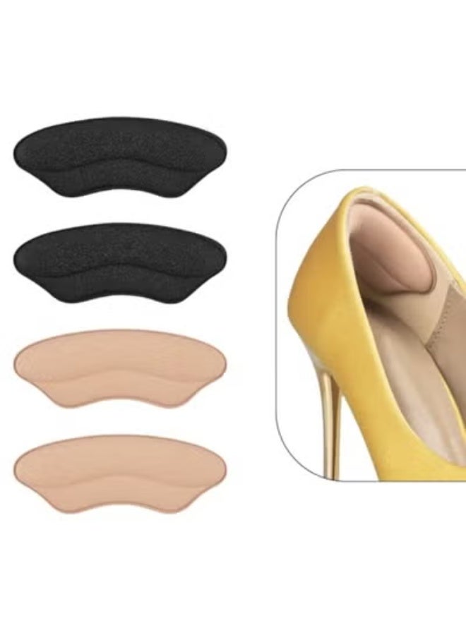 Chabeia Heel Grips Liner Cushions Inserts for Loose Shoes, Heel Pads Snugs for Shoe Too Big Men Women, Filler Improved Shoe Fit and Comfort, Stop Heel Slip and Blister (4 Pairs) (H Pale Apricot+Black) - Image 1