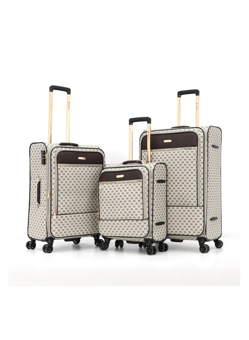 SONADA Travel Luggage Sets 3 Piece Soft Side Trolley, TSA Lock, Lightweight with 360° Double Wheels,Beige  (20"/24"/28") - Image 1