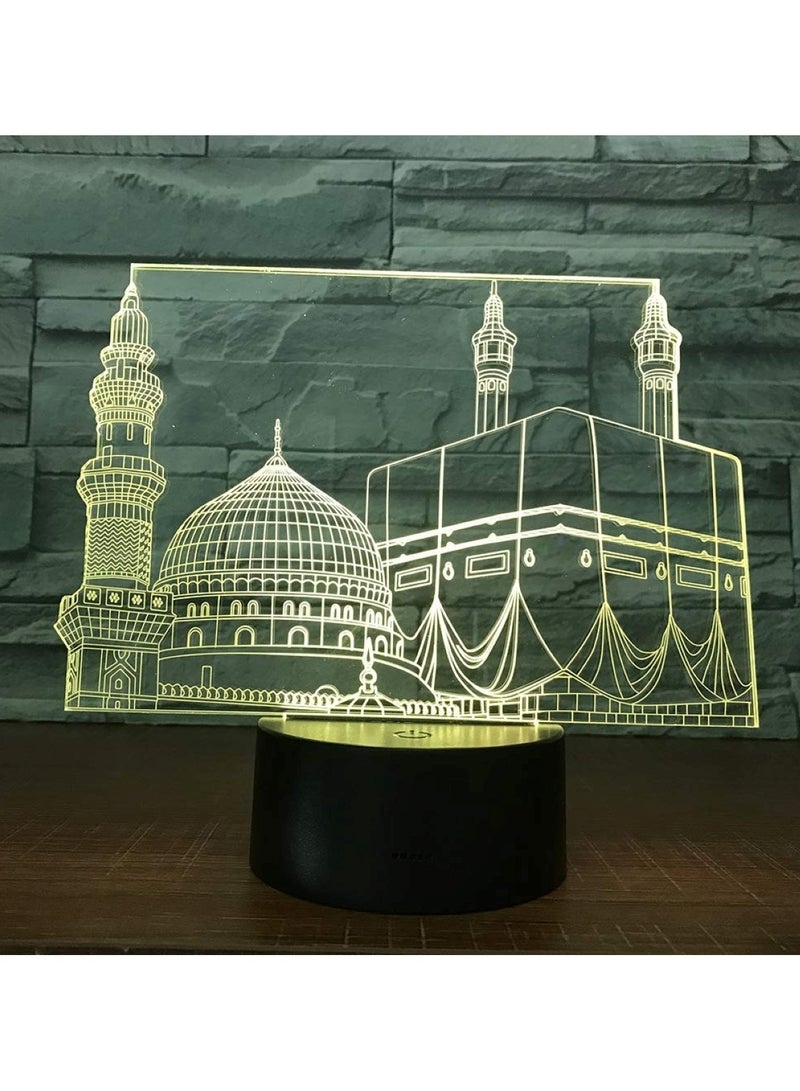 هويتك مصباح LED ثلاثي الأبعاد لمكة المكرمة والمدينة المنورة باللون الأبيض - Image 1