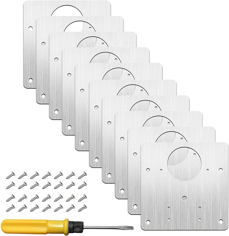 Luckam 10Pcs Cabinet Hinge Repair Plate, Stainless Steel Hinge Fixing Plate Bracket Kit, Cupboard Door Hinge Repair Mounting Plates with Holes for Cabinet Furniture Drawer Windows - Image 1