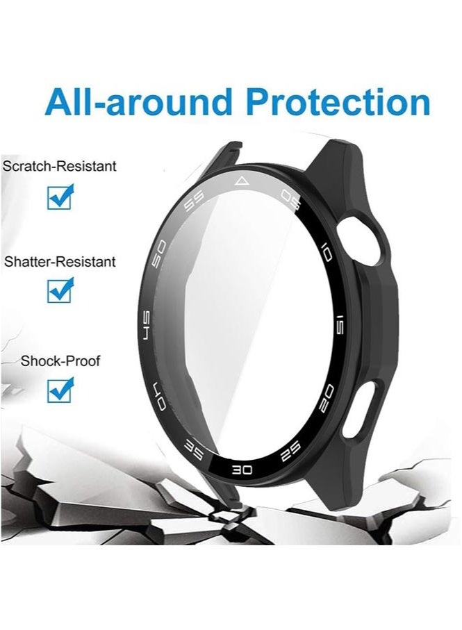HL-Tech Case for Huawei Watch GT6 46mm Hard PC Case with Tempered Glass Screen Protector with Bumper Guard Protective Cover For Huawei GT 6 46mm (Black) - Image 2