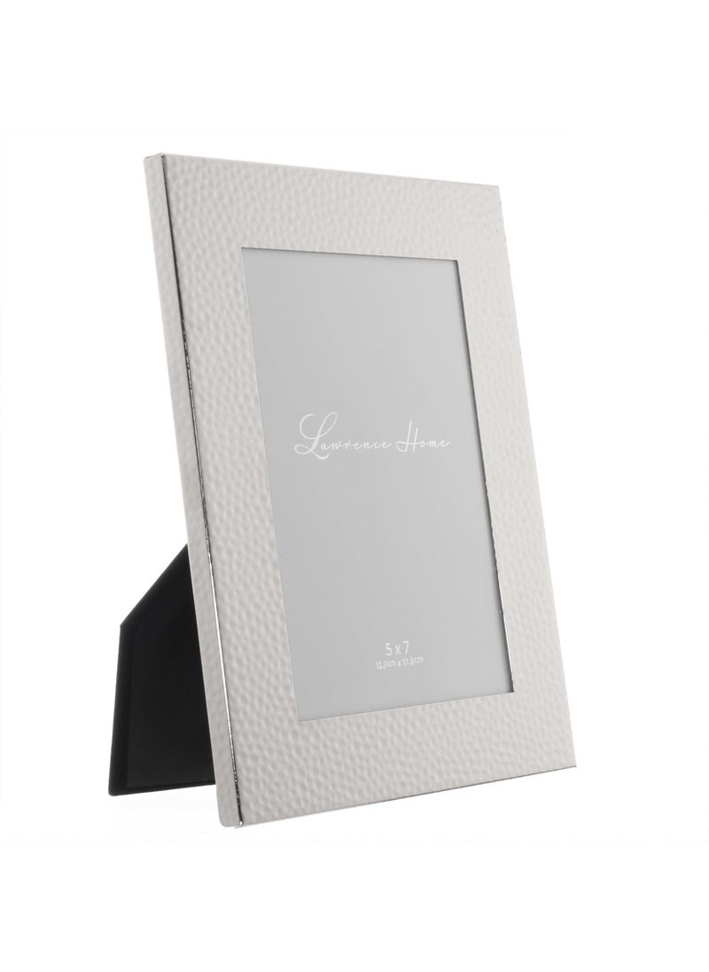 Lawrence Frames Lawrence Frames Hammered Polished Metal Picture Frame  5x7  Silver  - Image 2