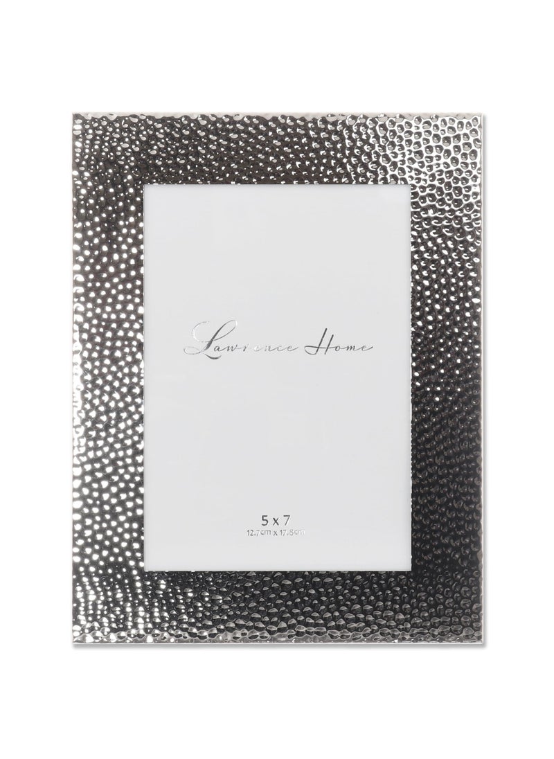 Lawrence Frames Lawrence Frames Hammered Polished Metal Picture Frame  5x7  Silver  - Image 1