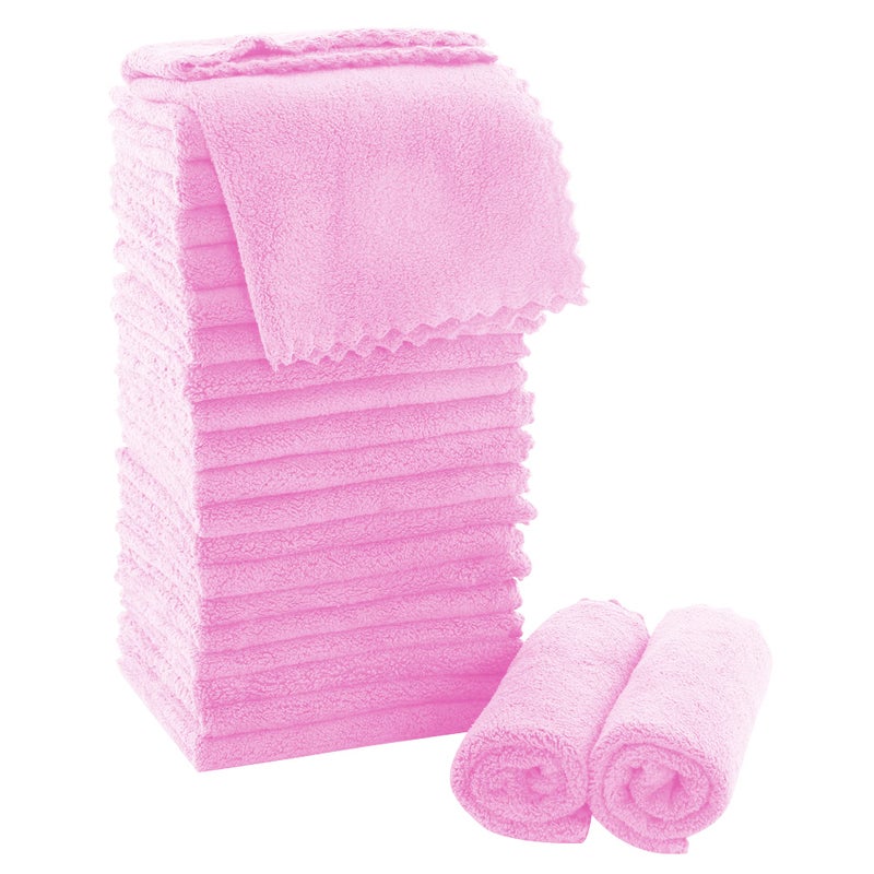MOONQUEEN Ultra Soft Premium Washcloths Set  12 x 12 inches  24 Pack  Quick Drying  Highly Absorbent Coral Velvet Bathroom Wash Clothes  Use as Bath Spa Facial Fingertip Towel Frozen Berry