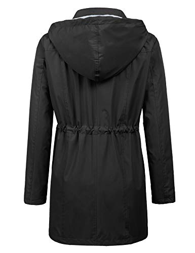 LOMON Women Lightweight Ladies Warm Travel Coat Outdoor Windbreaker with Pockets Outdoors Coat for Adults Waterproof Rain Jacket Black XL - Image 4