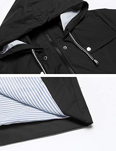 LOMON Women Lightweight Ladies Warm Travel Coat Outdoor Windbreaker with Pockets Outdoors Coat for Adults Waterproof Rain Jacket Black XL - Image 5