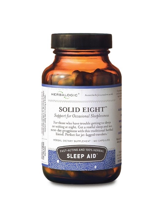 Herbalogic Solid Eight Herb Capsules - Fast Acting Natural Sleep Aid - Promotes Deep, Restful, Recuperative Sleep Without Next-Day Grogginess- Does Not Contain Valerian Root - 90 Cap Count  - Image 1