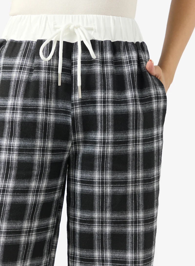 Ginger Pullon Plaid Wide Leg Pants