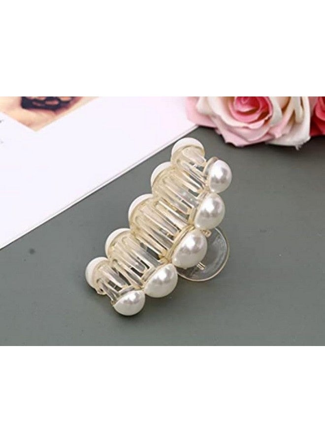 Blubby Korean Fashionable Fancy Stylish Large Pearl Hair Claw Clips Long Hair Jaw Clip Clutches Barrettes Hair Accessories for Women and Girls - Non-slip Hair Claws for Thin and Thick Hair, Set of 2 - Image 3