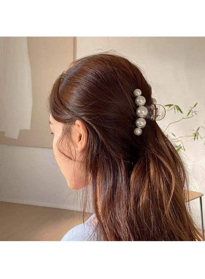 Blubby Korean Fashionable Fancy Stylish Large Pearl Hair Claw Clips Long Hair Jaw Clip Clutches Barrettes Hair Accessories for Women and Girls - Non-slip Hair Claws for Thin and Thick Hair, Set of 2 - Image 4