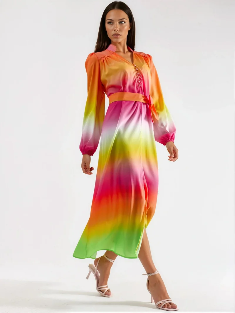 جينيفر Ombre Maxi Dress with Belt