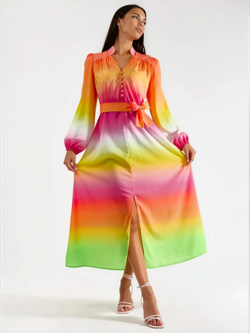 جينيفر Ombre Maxi Dress with Belt