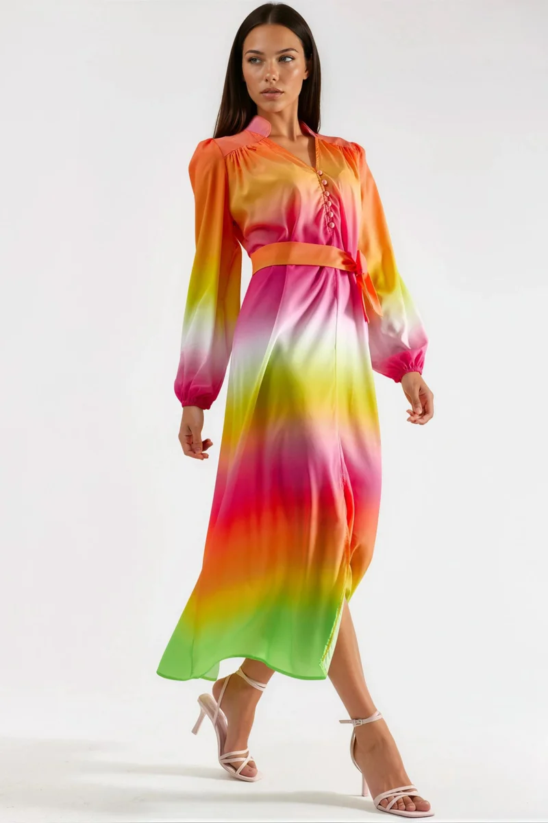 جينيفر Ombre Maxi Dress with Belt