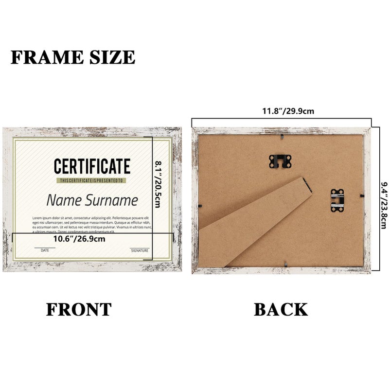 PHAREGE 8.5 by 11 Picture Frame Bulk Distressed White 18 Pack, MDF Wood Grain Document Frame 8.5 x 11 for Graduation Award Certificate or Degree Diploma, Wall Mount or Tabletop - Image 2