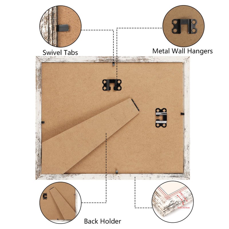 PHAREGE 8.5 by 11 Picture Frame Bulk Distressed White 18 Pack, MDF Wood Grain Document Frame 8.5 x 11 for Graduation Award Certificate or Degree Diploma, Wall Mount or Tabletop - Image 4