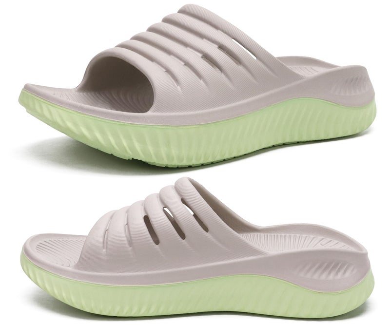KuaiLu Womens Recovery Sandals Comfortable Plantar Fasciitis Arch Support Ladies Orthopedic Slip On Running Sport Walking Slides Thick Athletic Cushion Slippers Summer Outdoor Sliders Apricot Size 8 - Image 1