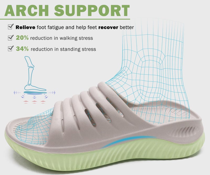 KuaiLu Womens Recovery Sandals Comfortable Plantar Fasciitis Arch Support Ladies Orthopedic Slip On Running Sport Walking Slides Thick Athletic Cushion Slippers Summer Outdoor Sliders Apricot Size 8 - Image 4