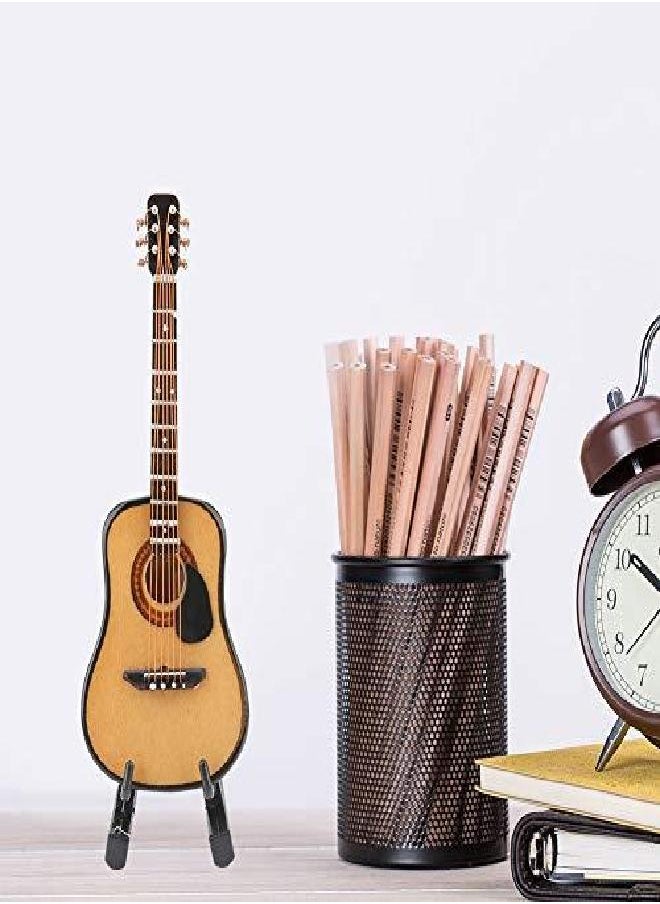 Garosa Miniature Wooden Guitar Model Dollhouse Musical Instrument Display with Stand Support and Case Dollhouse Accessories Small Craft Ornaments Home Decor (# 01)  - Image 4