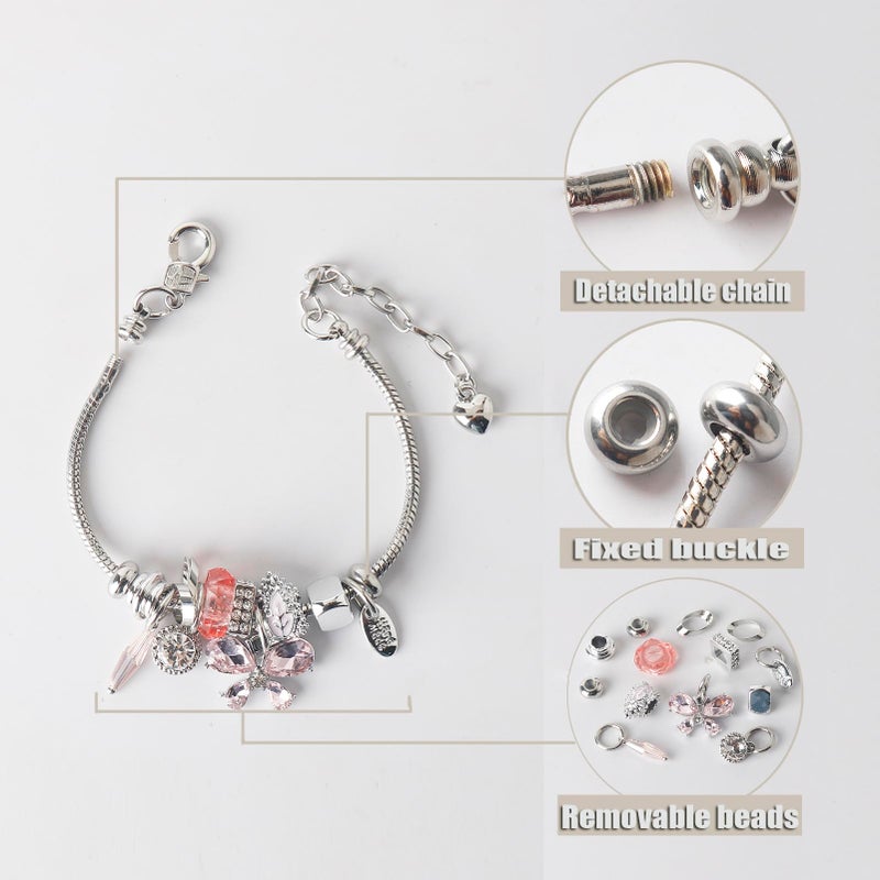 DS Charm Bracelets for girls,exquisite cute cartoon friendship Silver bracelets Stainless Steel Bangle with birthday Gift box, Adjustable girls jewelry Suitable for holiday gifts (Silver-butterfly 2) - Image 3
