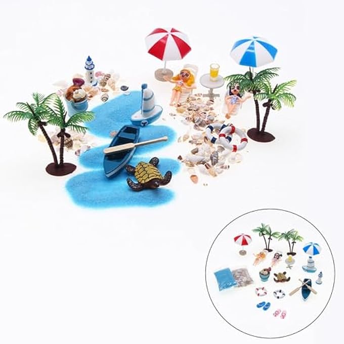 23 SETS BEACH STYLE MINIATURE ORNAMENT KITS SET 1:12 DOLLHOUSE BEACH CHAIR UMBRELLA DOLLS SEASIDE BEACH ACCESSORIES - Image 5