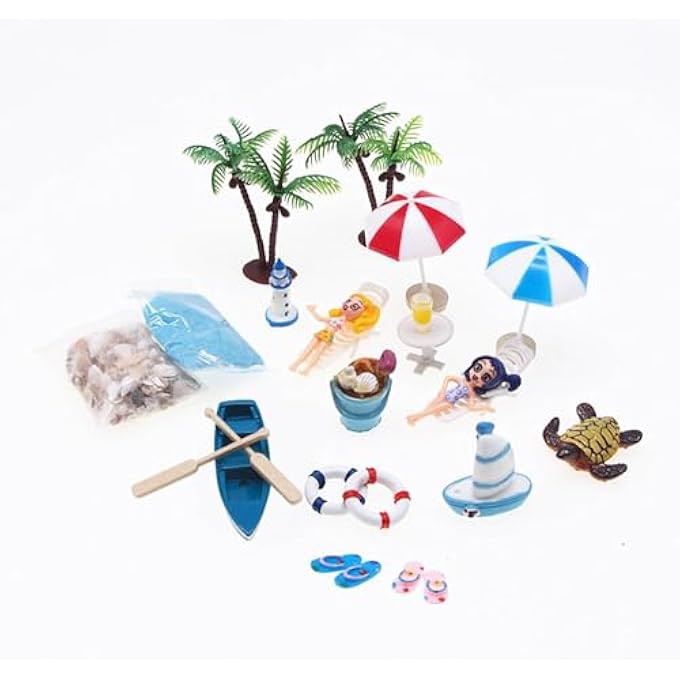 23 SETS BEACH STYLE MINIATURE ORNAMENT KITS SET 1:12 DOLLHOUSE BEACH CHAIR UMBRELLA DOLLS SEASIDE BEACH ACCESSORIES - Image 3