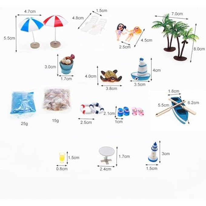 23 SETS BEACH STYLE MINIATURE ORNAMENT KITS SET 1:12 DOLLHOUSE BEACH CHAIR UMBRELLA DOLLS SEASIDE BEACH ACCESSORIES - Image 2