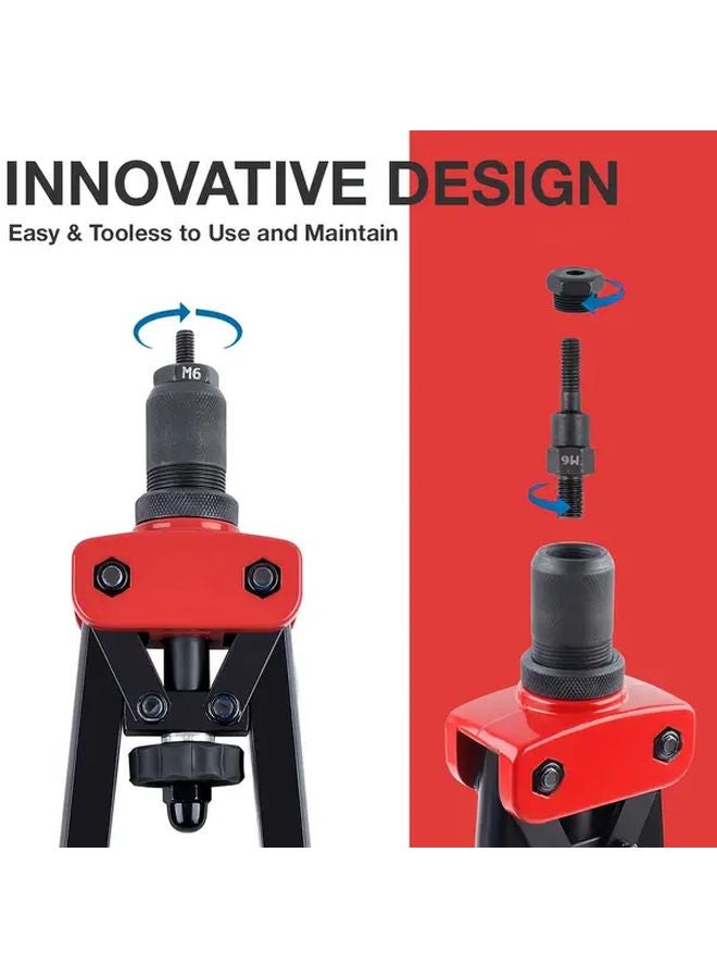 Professional Hand Rivet Nut Tool Setter Kit With 6 Mandrels M3 M4 M5 M6 M8 M10 And 55pcs Rivnuts Carry Case - Image 5