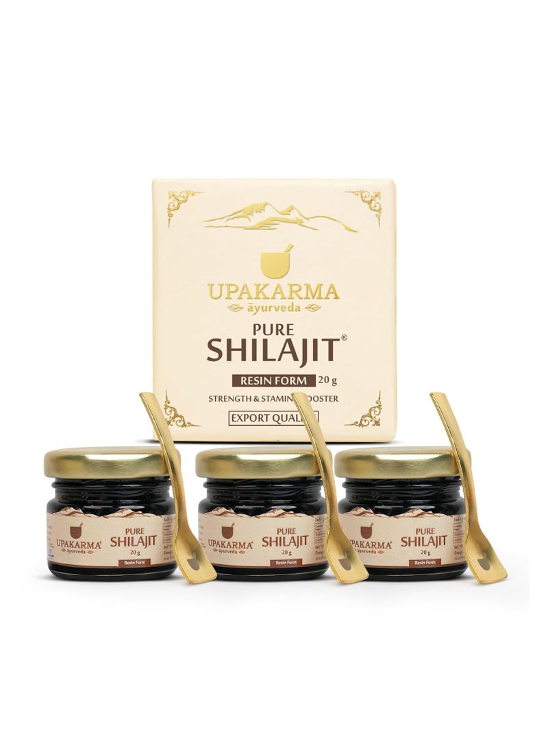 UPAKARMA Premium Ayurvedic Pure and Natural Shilajit Gold Resin 20g Pack of 3 - Image 1