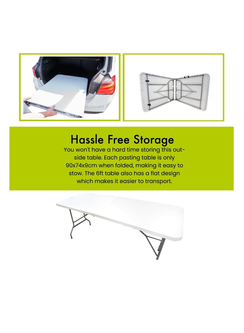 Heavy Duty 6ft Folding Table - Portable & Compact - Perfect for Picnics, Restaurants, Garden, Camping Table, BBQ, Crafts, Parties, BBQ Market Multipurpose - Image 4