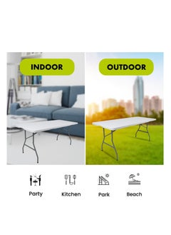 Generic Heavy Duty 6ft Folding Table - Portable & Compact - Perfect for Picnics, Restaurants, Garden, Camping Table, BBQ, Crafts, Parties, BBQ Market Multipurpose  - Image 5
