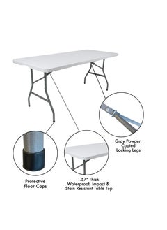 Generic Heavy Duty 6ft Folding Table - Portable & Compact - Perfect for Picnics, Restaurants, Garden, Camping Table, BBQ, Crafts, Parties, BBQ Market Multipurpose  - Image 3