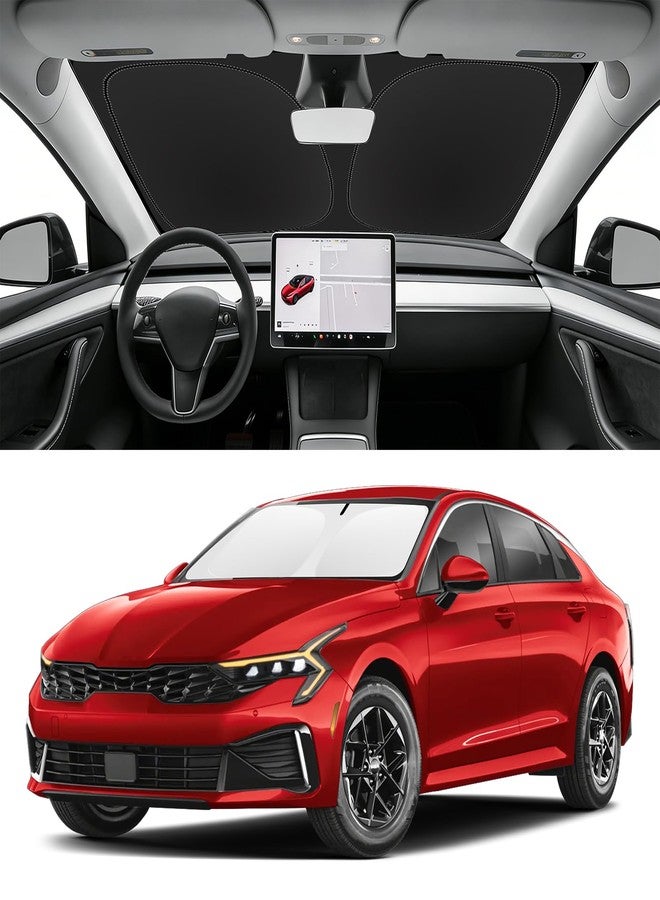 SLOGENTO Windshield Sun Shade for 2021-2024 2025 2026 Kia K5, GT-Line, GT, Sedan Accessories Windshield Sun Visor Cover for K5 Front Window Shield 240T Reflective Polyester Protector Block UV Ray - Image 1