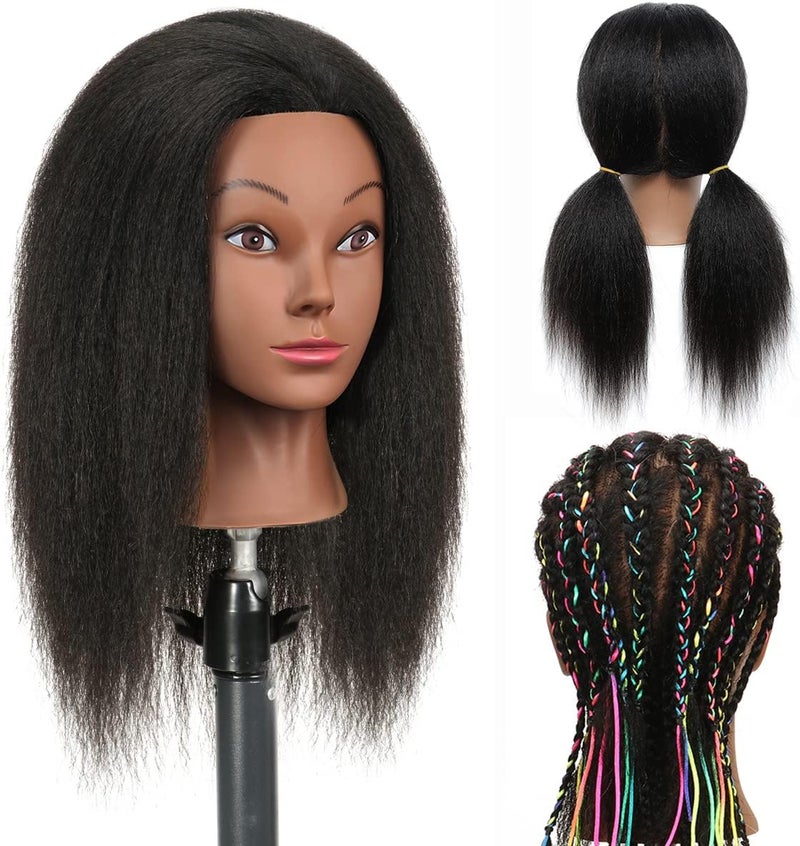 Ineffable 14Training head 100 Real Hair Mannequin Head Training Head Cosmetology Doll Head Manikin Practice Head Hairdresser With Free Clamp Holder Female B14inch