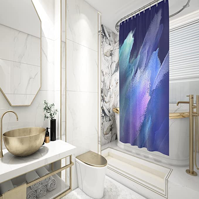 FING ستارة دش الحمام، ستارة حمام مع خطاف، ستارة دش مصممة للحمام، حوض الاستحمام، زينة ستائر حمام زخرفية حديثة (تصميم_34) - Image 4