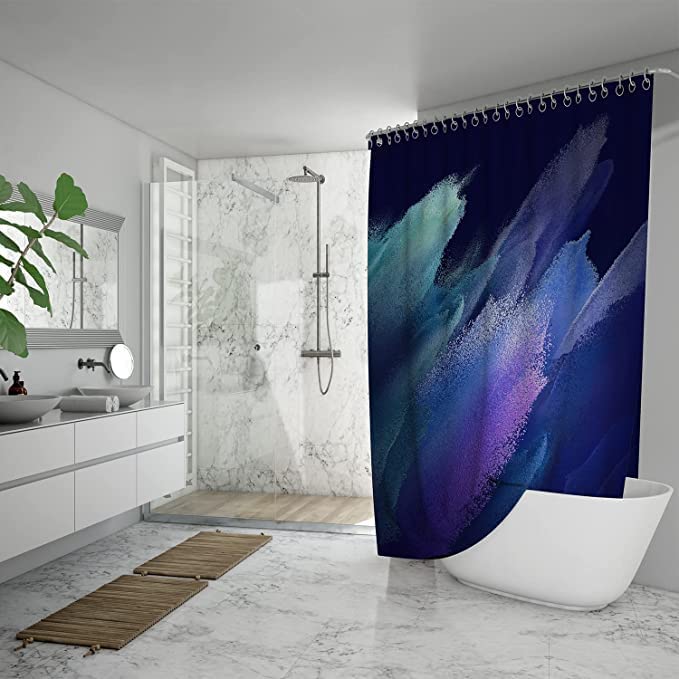 FING ستارة دش الحمام، ستارة حمام مع خطاف، ستارة دش مصممة للحمام، حوض الاستحمام، زينة ستائر حمام زخرفية حديثة (تصميم_34) - Image 3