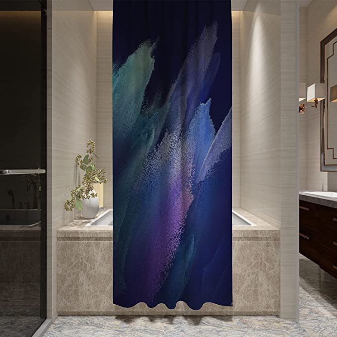 FING ستارة دش الحمام، ستارة حمام مع خطاف، ستارة دش مصممة للحمام، حوض الاستحمام، زينة ستائر حمام زخرفية حديثة (تصميم_34) - Image 2