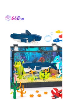 Excefore Fish Tank Building Set, Creative Fish Aquarium with Shark, Collectible DIY Toy for Adults, Boys, and Girls Ages 8+, Includes Light, 648PCS.  - Image 1