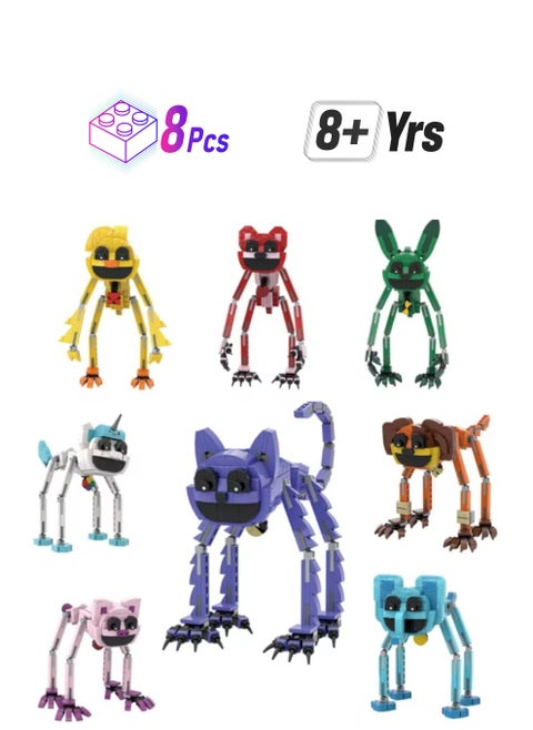 New Funny Smiling Critters Building Block Set Smiling Critters Toys,Game Model Toys Ideas Collectible Building Bricks Birthday Gift For Kids 8pcs set