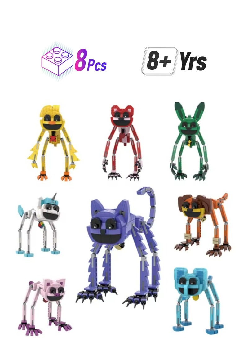 XiuWoo - New Funny Smiling Critters Building Block Set Smiling Critters Toys,Game Model Toys Ideas Collectible Building Bricks Birthday Gift For Kids 8pcs set - Image 1