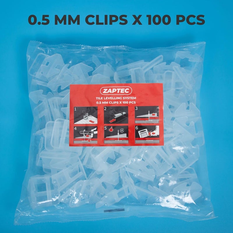 Zaptec Plastic Tile Levelling Spacer Clips 0.5 MM (100 Pcs) For Removing Lippage Unevenness During Tile Laying In Both Floor & Walls - Image 2