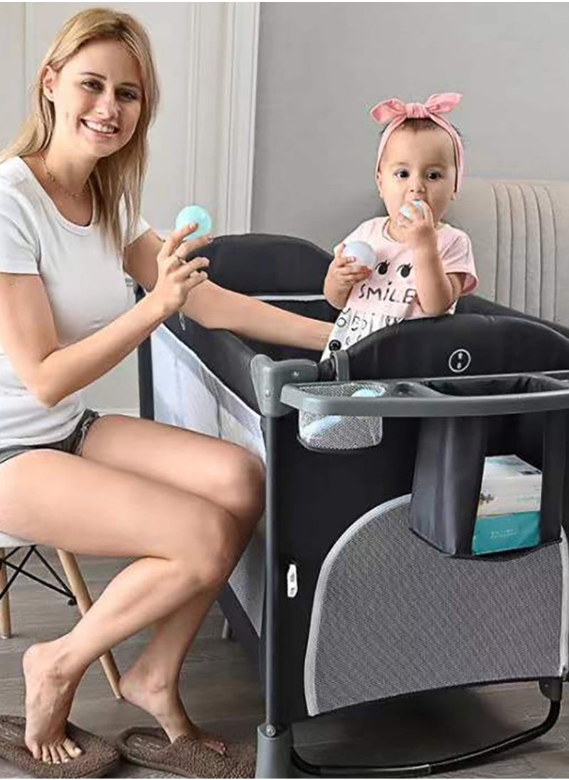 TEKNUM 4 In 1 Baby Bedside Co - Sleeper Bassinet And Playpen With Rocker Black  - Image 4