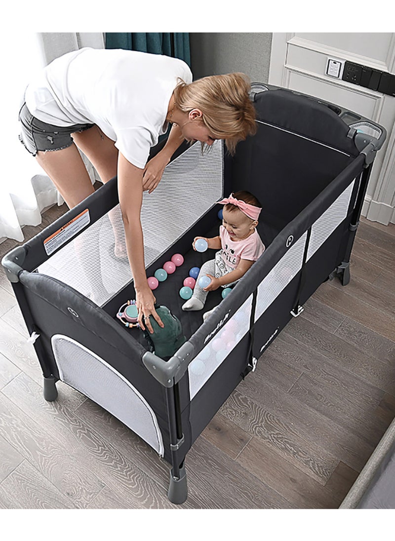 TEKNUM 4 In 1 Baby Bedside Co - Sleeper Bassinet And Playpen With Rocker Black  - Image 3