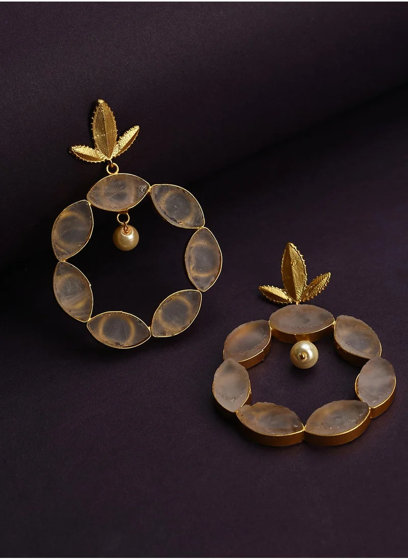 سوهي Brown Stone Studded Drop Earrings