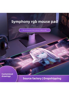Generic Cool Cartoon Luminous RGB Mouse Pad Student Bedroom Dormitory E-sports Computer Desk Special Non-slip Game Pad-Color:30*80-Pattern:White Socks Girl  - Image 2
