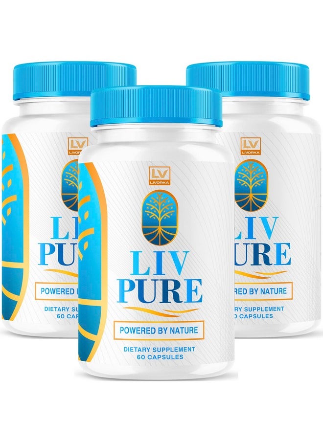 LIVORKA (3 Pack) Liv Pure, Liv Pure Reviews, Liv Pure Pills, Liv Pure Pills Reviews, Livpure, Liv Pure Capsules Liver, LivPure Pill Now in Capsules, 180 Capsules for 90 Day.  - Image 1