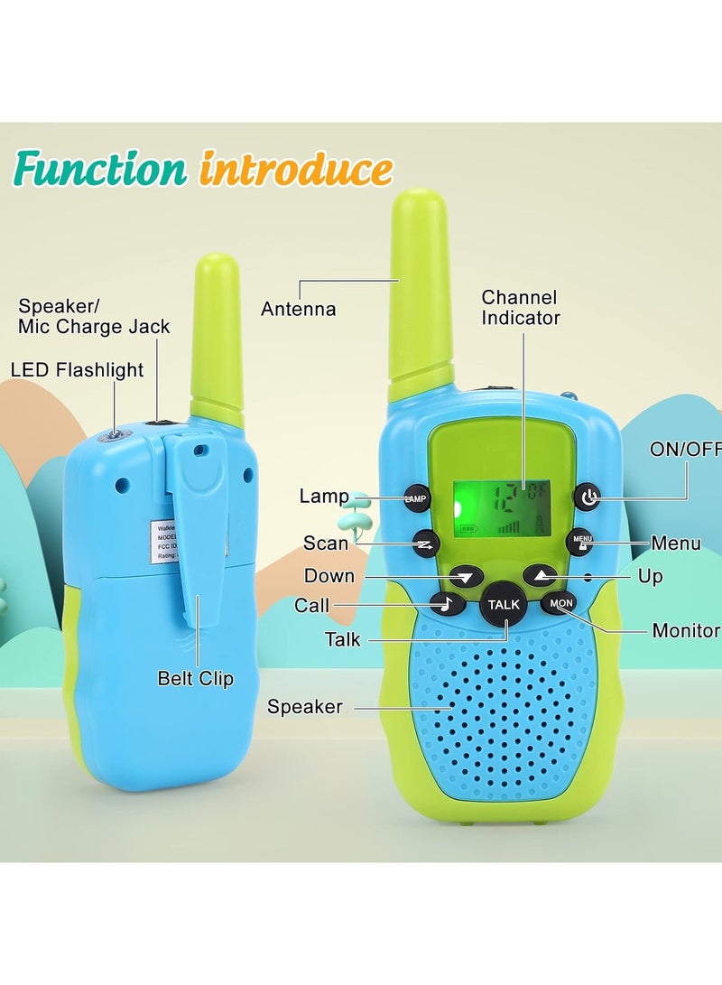 AROAQ 2 Pack Walkie Talkies for Kids Electronic Toys with 22 Channels & Flashlights & 3 Mile Range Toddler Toy for 3-12 Year Old Preschool Boys Girls Gifts for Sports Outdoor Game & Role Play - Image 2
