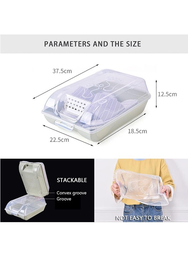 JCB CHIC صندوق أحذية قابل للتكديس، صندوق تخزين أحذية بلاستيكي، صندوق تخزين أحذية بلاستيكي، حاويات تنظيم أحذية شفافة قابلة للتكديس لخزانة الملابس، حافظة عرض أحذية رياضية موفرة للمساحة، حاويات تنظيم أحذية بأغطية، 10 عبوات (أزرق) - Image 2